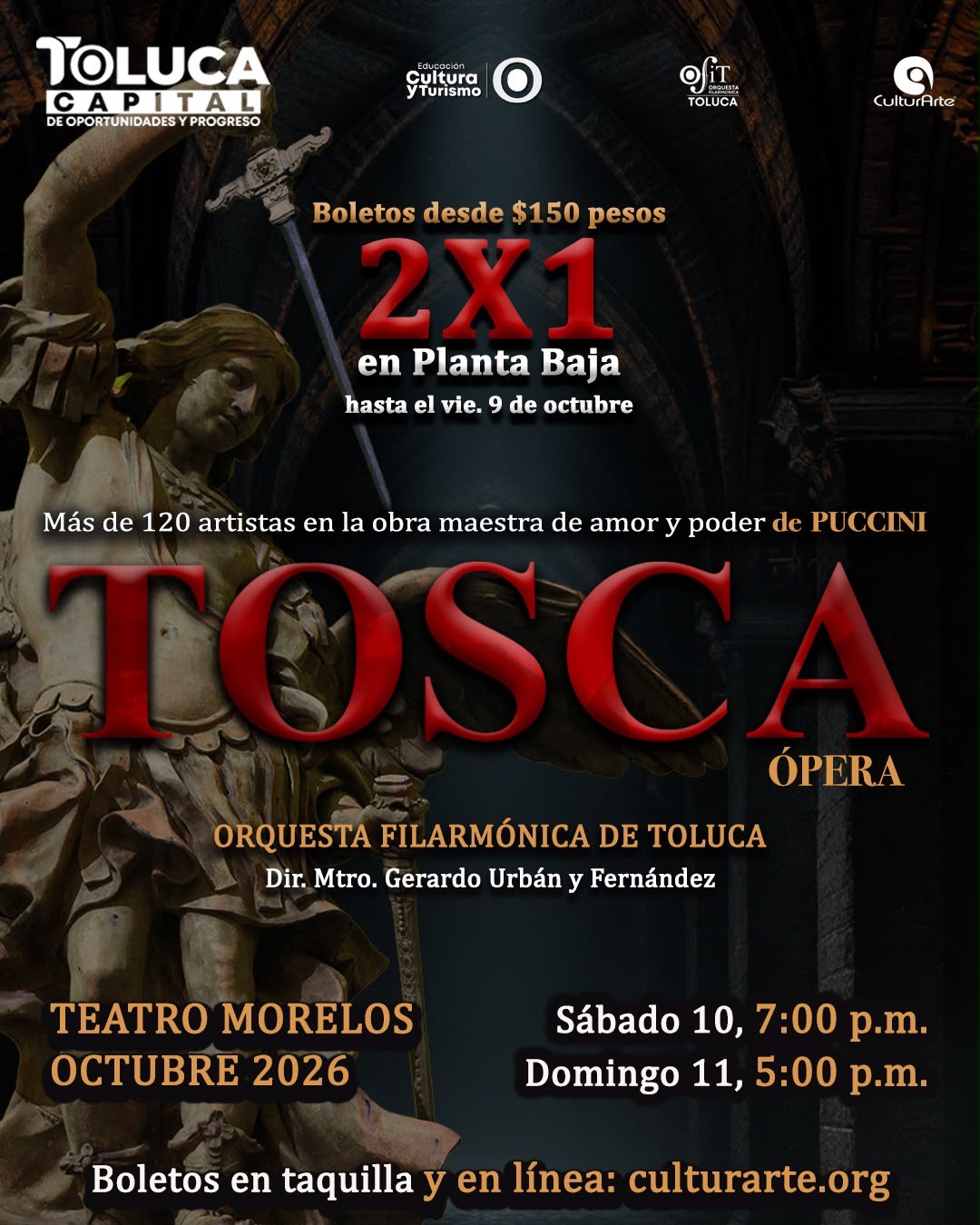 Tosca llega a Toluca: una historia de amor, pasión y poder cobra vida en el Teatro Morelos.
